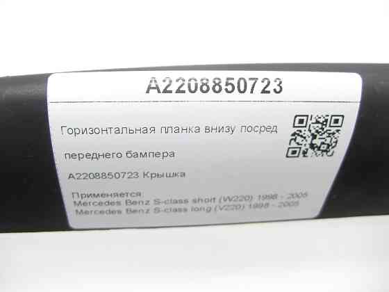 Mercedes-Benz  A2208850723 Горизонтальна планка внизу посеред переднього бампера S-class short W220 S-class long V220 Одеса