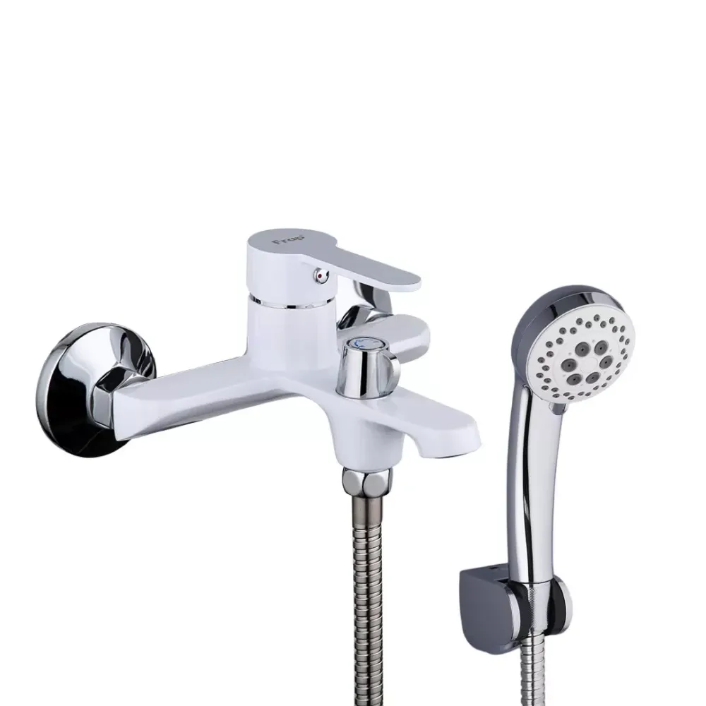 Смеситель для ванны с душевым гарнитуром Frap F3241 белый/хром Киев - изображение 1
