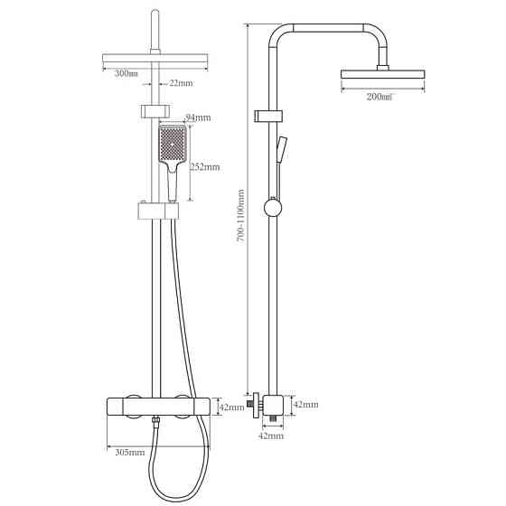 Душова колона з алюмінію Champion PBC-009-J BLACK зі змішувачем, 3 режими Харків