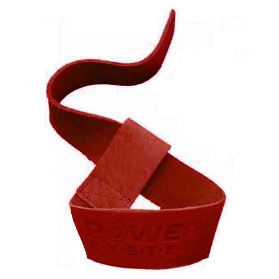 Лямки для тяги шкіряні Power System PS-3320 Leather Straps Red Кам'янське