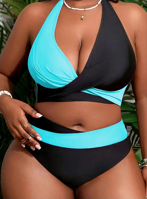 Купальник жіночий батал роздільний чорно-блакитний 2XL Київ - фото 5