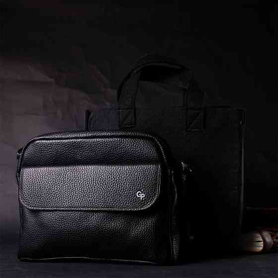 Зручна сумка жіноча крос-боді з натуральної шкіри GRANDE PELLE 11651 Чорна Київ