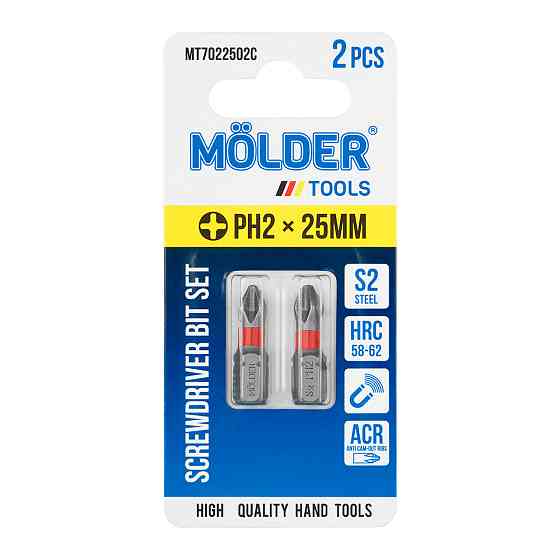 Набір біт Molder PH2x 25мм 2шт (кольорове маркування) Львів