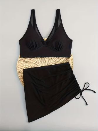 Купальник женский раздельный с юбкой Черный S Харьков