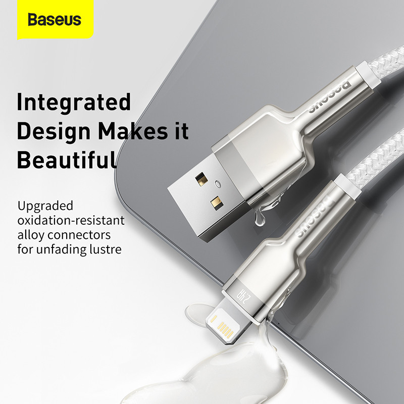 Кабель Baseus Cafule Series Metal Data Cable USB to IP 2.4A 2m White Одеса - фото 9