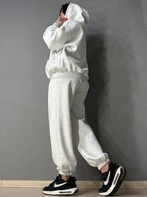 Костюм жіночий A-N 27066 спортивний оверсайз худі на блискавці та джогери сірий, сірий, L Київ - фото 5