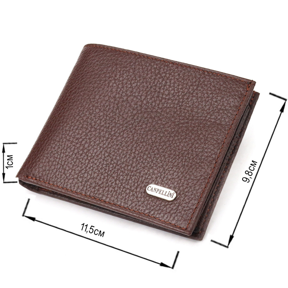 Практичний гаманець для чоловіків у два складення з натуральної шкіри флотар CANPELLINI 21586 Коричневий Київ - фото 3