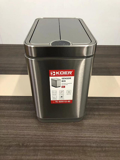 Сенсорное прямоугольное мусорное ведро Koer TC-020112-02 12 л из нержавеющей стали Харьков - изображение 17