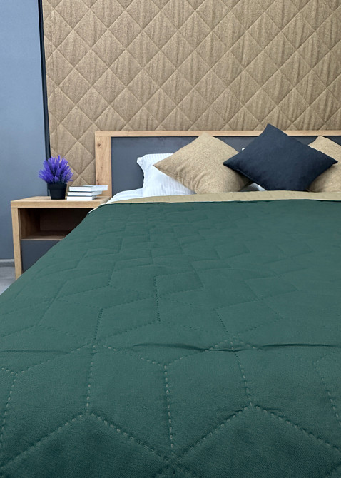 Покривало двостороннє Decorator Microfiber куб 160х215 см зелений з сірим (85-074) Київ - фото 6