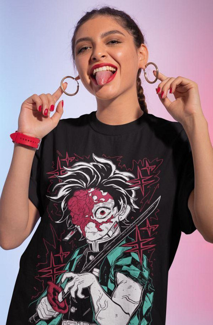 Футболка аниме Истребитель демонов оверсайз (S/M/L) Черний AnimeJ1168 Днепр - изображение 3