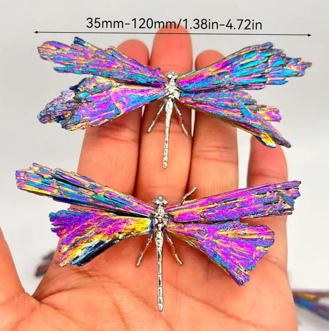 Фигурка стрекозы из натурального горного хрусталя, сувенир из натурального камня (размер 8 см), 1 шт Киев - изображение 2