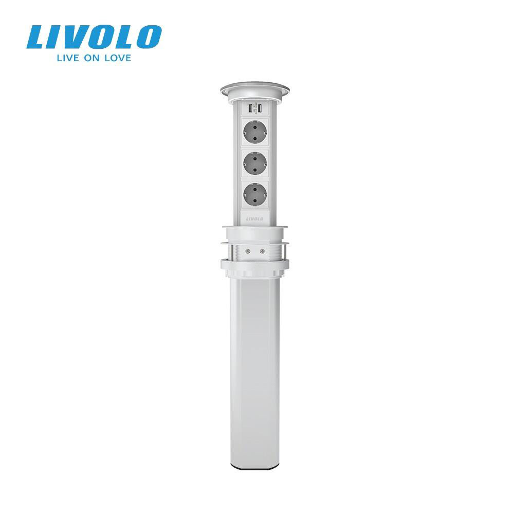 LIVOLO Розумна Wi-Fi висувна потрійна розетка з подвійною USB та бездротовою зарядкою Livolo (V Коломия - фото 5