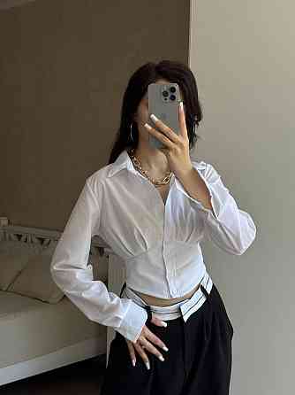 Жіноча базова приталена сороча з імітацією корсету котон Одеса