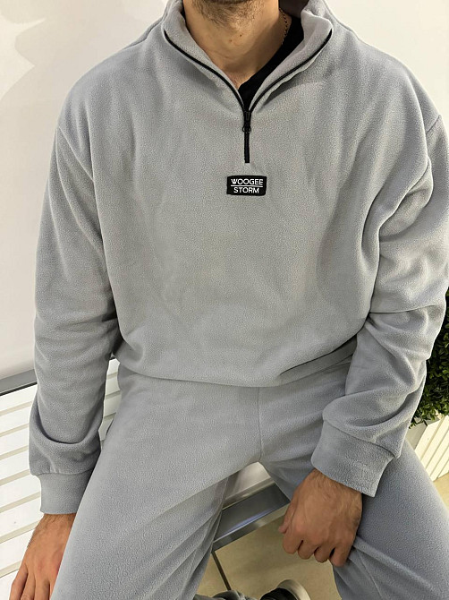 Мужской теплый костюм двойка из двухстороннего плотного флиса Серый, 42/46 Одесса - изображение 2