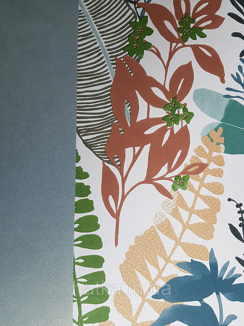 Обои флизелиновые Decoprint Good Vibes 0.53х10 молодежные детские тропики растения листья цветы на белом Киев - изображение 3