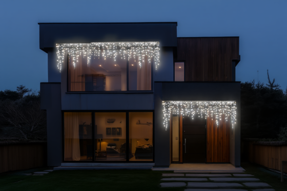 Гірлянда вулична бахрома 36 м, 600 LED, чорний провід Київ