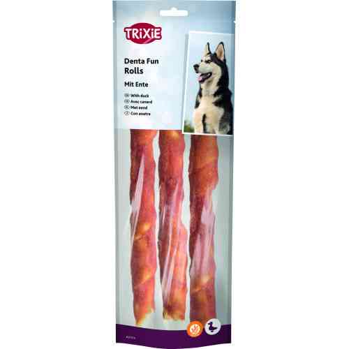 Ласощі Trixie Denta Fun Chewing Rolls для собак Паличка для чищення зубів з качкою 28 см 250 г 3 шт Київ