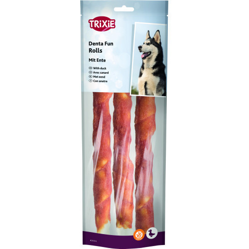 Ласощі Trixie Denta Fun Chewing Rolls для собак Паличка для чищення зубів з качкою 28 см 250 г 3 шт Київ - фото 1