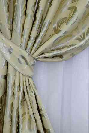 Комплект готових штор VR-Textil Блекаут № 1071ш Жовтий з сірим 150х270 см 2шт (30-887) Київ