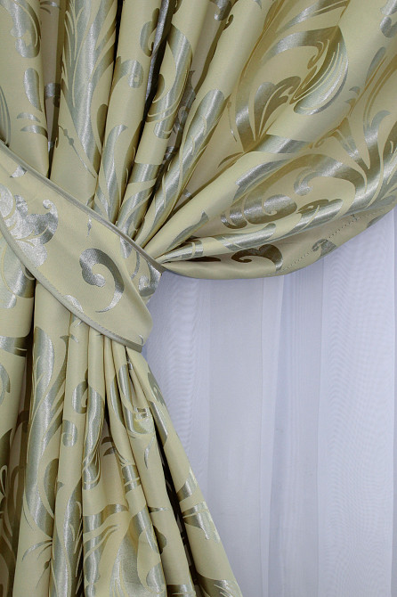 Комплект готових штор VR-Textil Блекаут № 1071ш Жовтий з сірим 150х270 см 2шт (30-887) Київ - фото 6