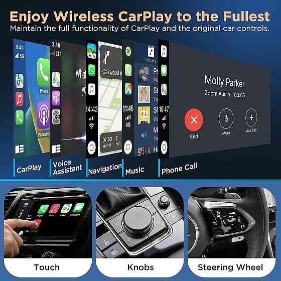 CarPlay бездротовий адаптер для iPhone з iOS 10+ Apple Plug&Play донгл для авто зі штатним карплей, перетворення дротового карплей Київ