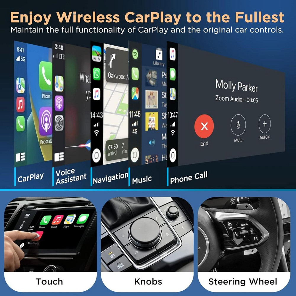 CarPlay бездротовий адаптер для iPhone з iOS 10+ Apple Plug&Play донгл для авто зі штатним карплей, перетворення дротового карплей Київ - фото 3