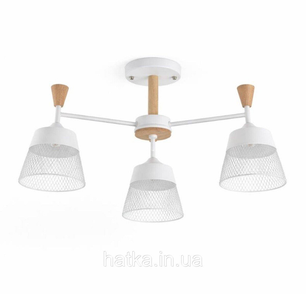 Люстра стельова на 3 плафони VALESO XL25020-3 для вітальні та спальні Білий дерево XL25020-3 Київ - фото 1