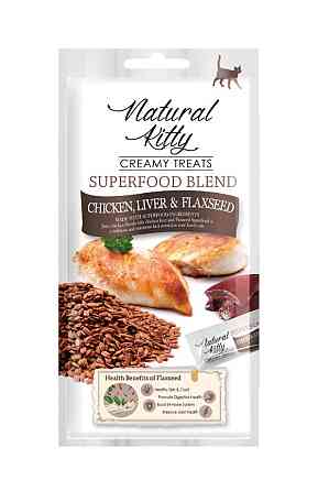 Крем-снек для котів Natural Kitty Creamy зі смаком курки печінки та насіння льону 4х12г Вінниця