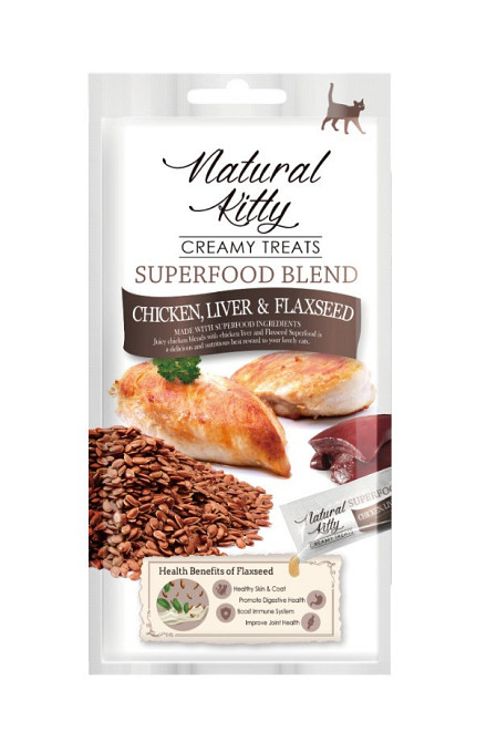 Крем-снек для котів Natural Kitty Creamy зі смаком курки печінки та насіння льону 4х12г Вінниця - фото 1