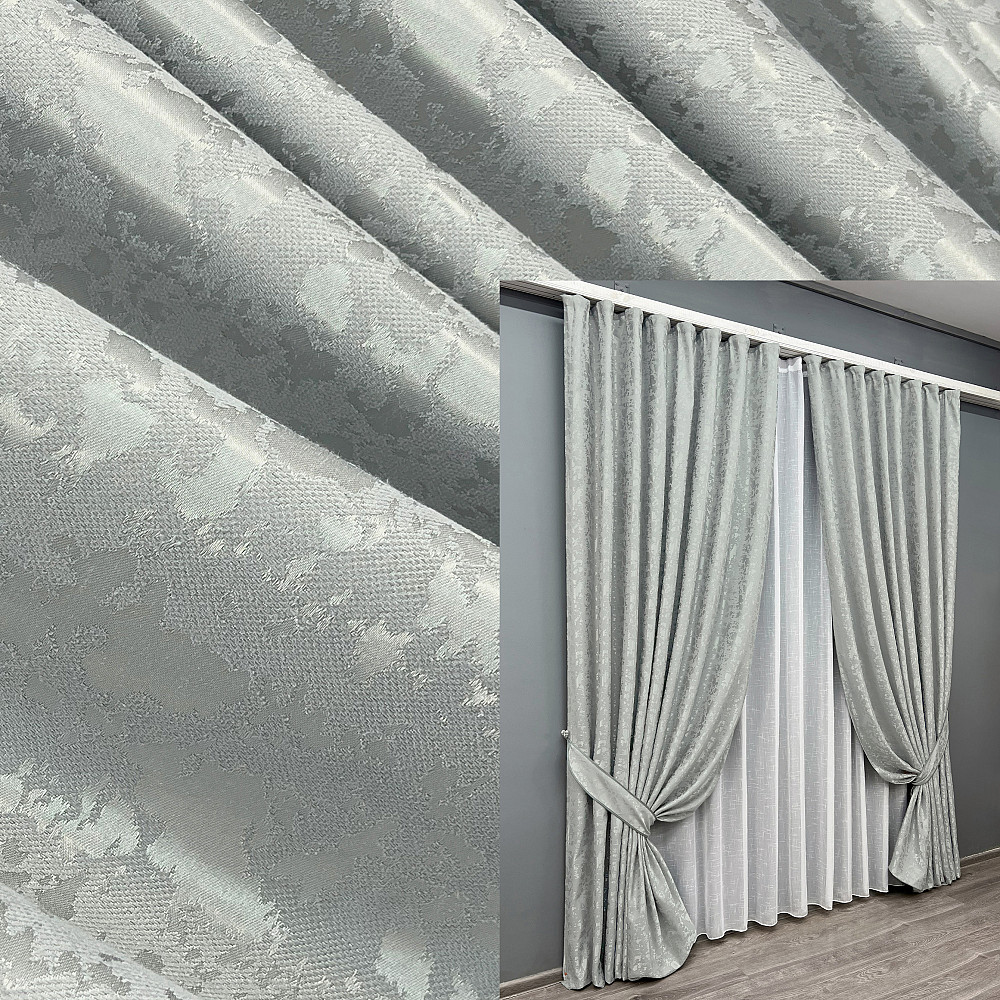Комплект готових штор VR-Textil Льон мармур Pavliani ХО № 1911ш Світло-сірий 175х280 см 2 шт (39-0046) Київ - фото 1