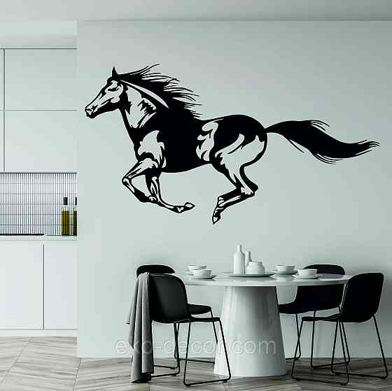 Декоративное настенное Панно «Лошадь», Декор на стену 110*59 см, Черный Киев