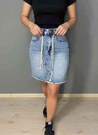 Юбка женская джинсовая Vanver 2037 короткая прямая с поясом стрейчевая голубая, голубой, 30, 30, 79 см, 101 см Киев