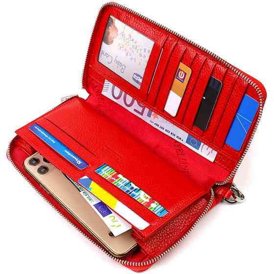 Яркий клатч для женщин из натуральной кожи CANPELLINI 21921 Красный Киев