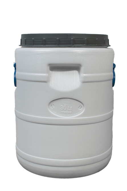 Пластиковая  бочка  30 л пищевая белая бидон  широкая горловина для солений,меда, молока Днепр - изображение 2