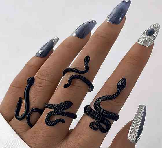 Набор колец в форме змей 4 штуки one size черный Киев