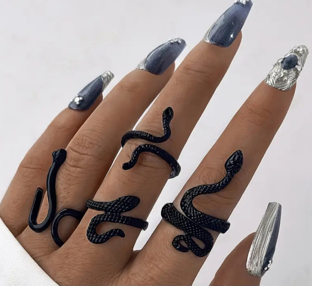 Набор колец в форме змей 4 штуки one size черный Киев - изображение 1