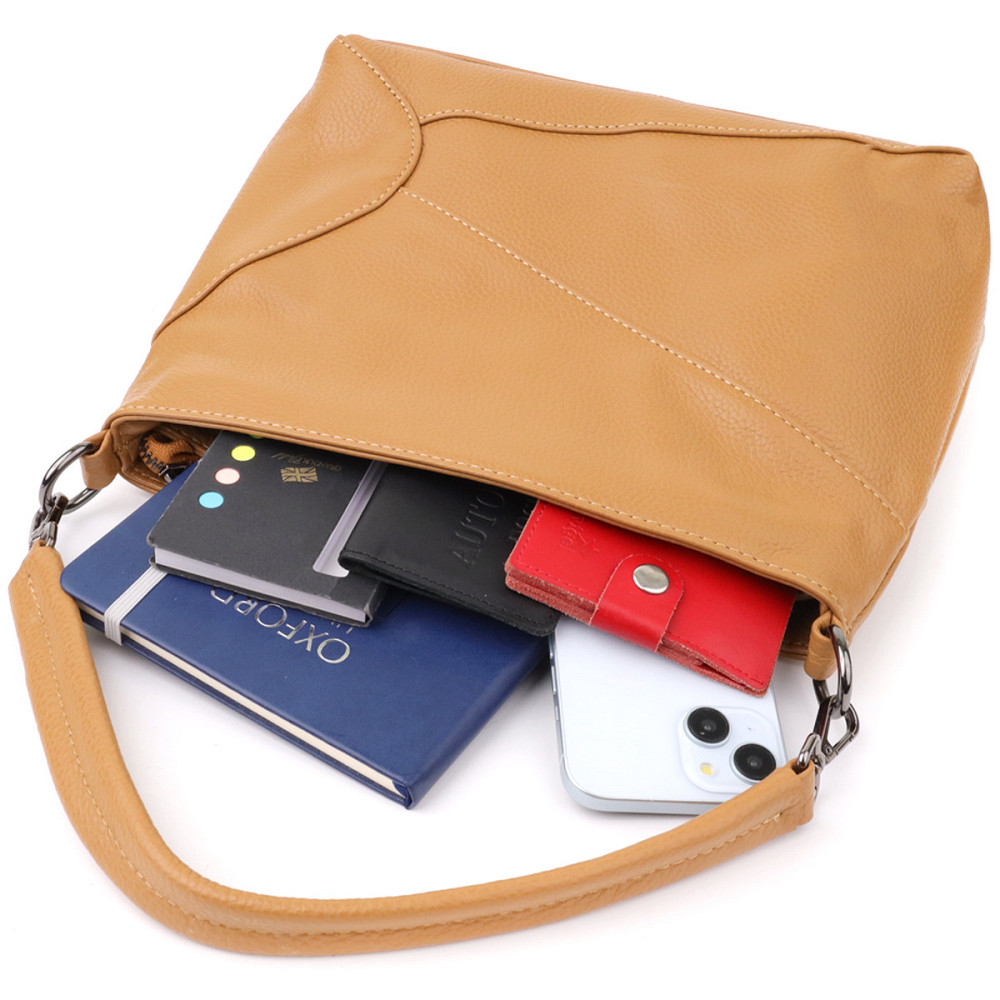 Жіноча сумка на два відділення з натуральної шкіри Vintage 23015 Світло-коричневий Київ - фото 9