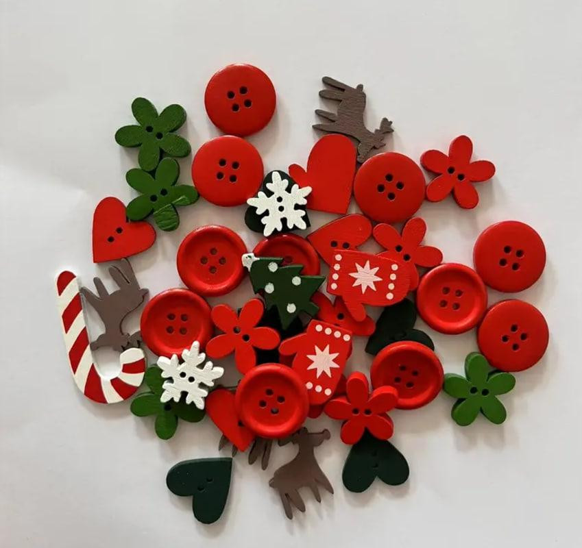 Набір новорічних гудзиків 20 шт. (олені, цукерки, сніжинки, ялинки, серця) 1.5-3 см. Київ - фото 4