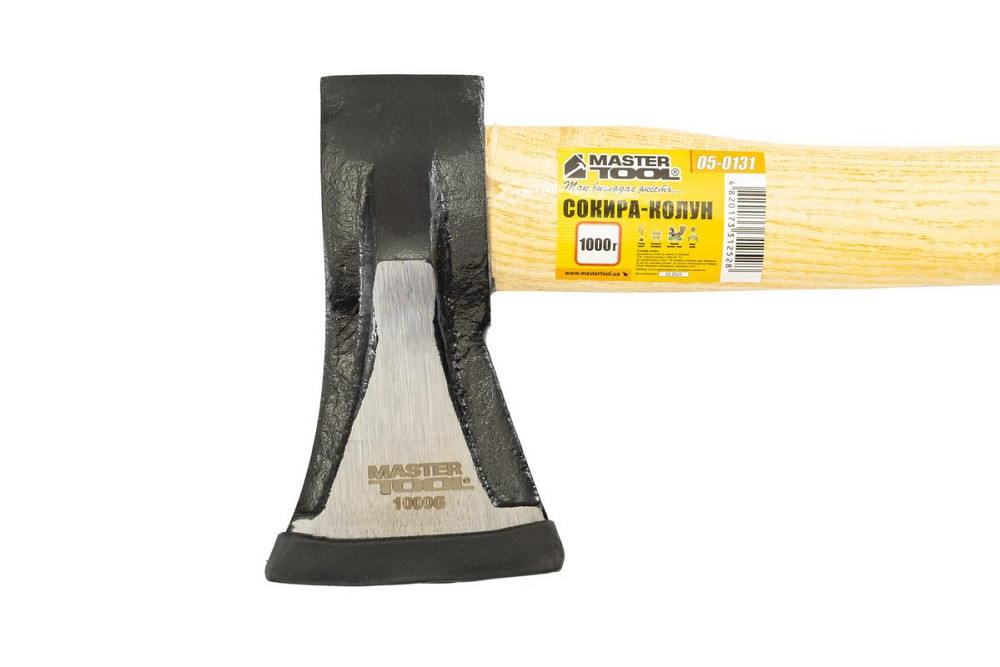 Сокира-колун MASTERTOOL 1000 г HRC 50 рукоятка з дерева з полімерним захистом 430 мм 05-0131 Ровно - изображение 4