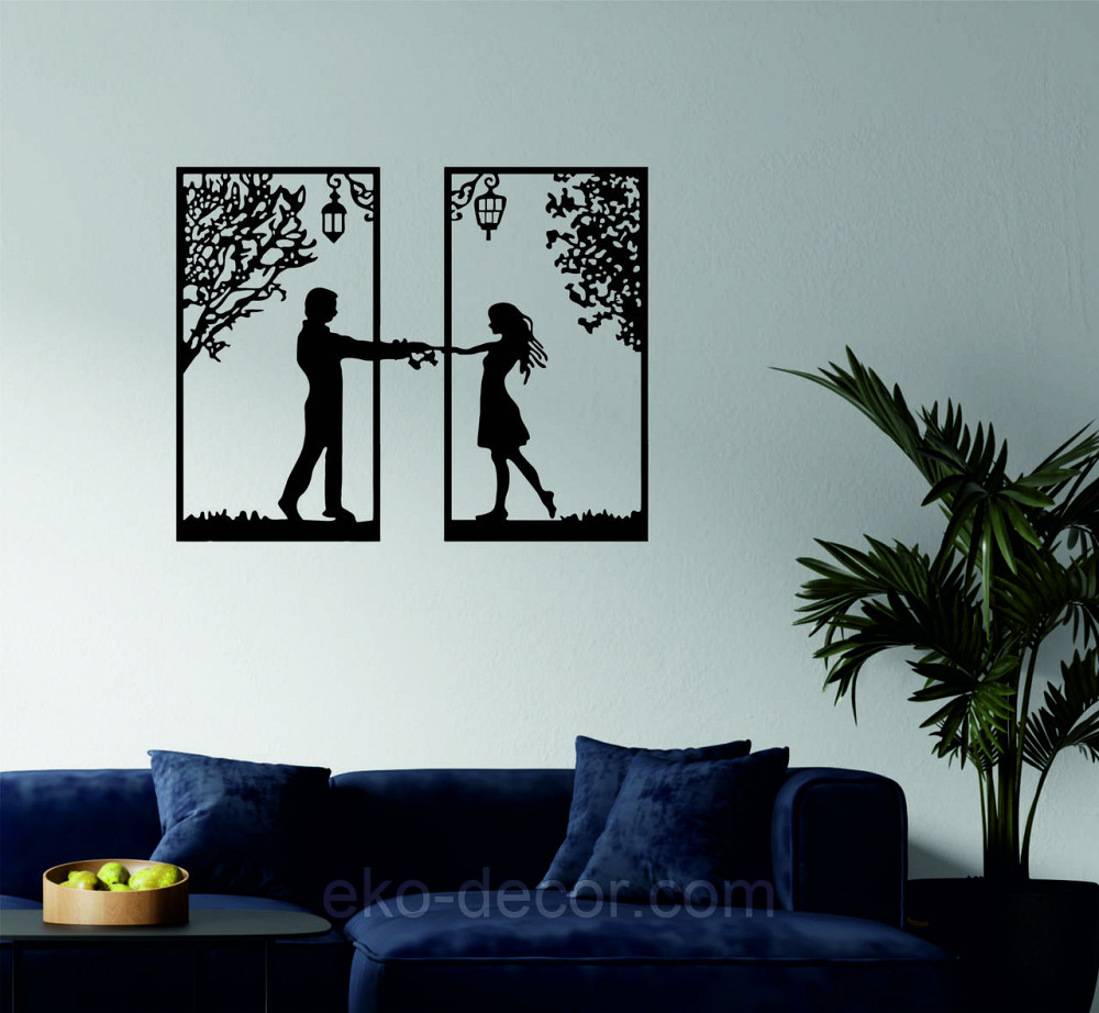 Декоративное настенное Панно «Девушка и парень» Декор на стену 70*55 см, Черный Киев - изображение 1