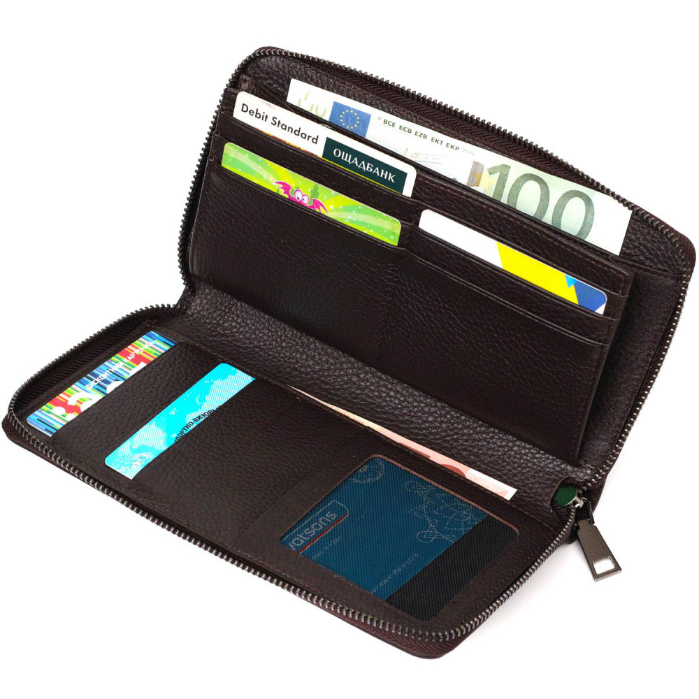 Цікавий чоловічий клатч з одним відділенням із натуральної шкіри Коричневий (BOND) Київ - фото 9