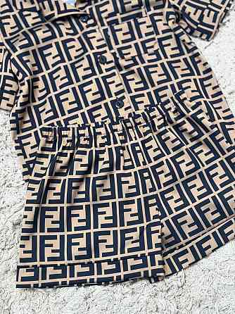 Детская пижамка из сатина шорты с рубашкой Коричневый р 122-128 Харьков