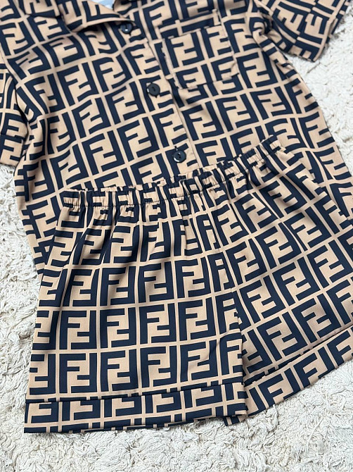 Детская пижамка из сатина шорты с рубашкой Коричневый р 122-128 Харьков - изображение 3