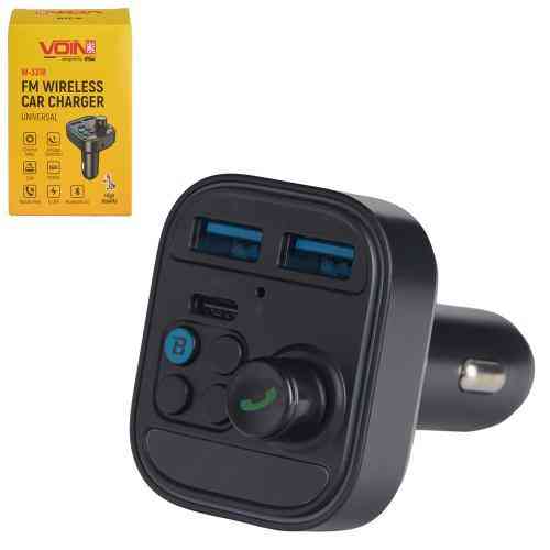 FM модулятор VOIN W-3318 з USB 2.4A, PD 30W, Bluetooth 5.0, вольтметром, 12-24V, Hands free Харків