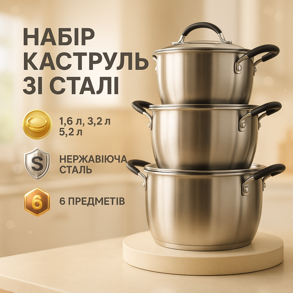 Набір каструль з антипригарним покриттям 6, Набір посуду для електричних плит, Каструлі з кришками SR-81 Львів - фото 11