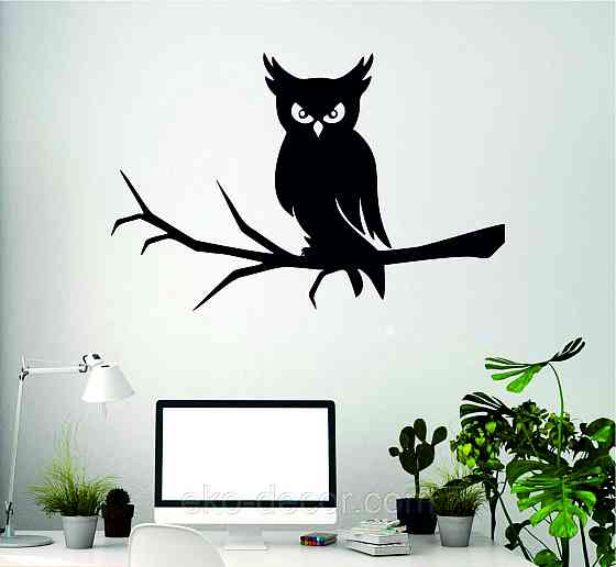 Декоративное настенное Панно «Сова», Декор на стену 70*45 см, Черный Киев