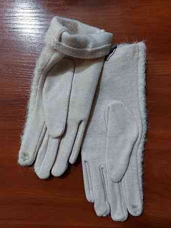 Перчатки сенсорные женские теплые one size бежевый Киев