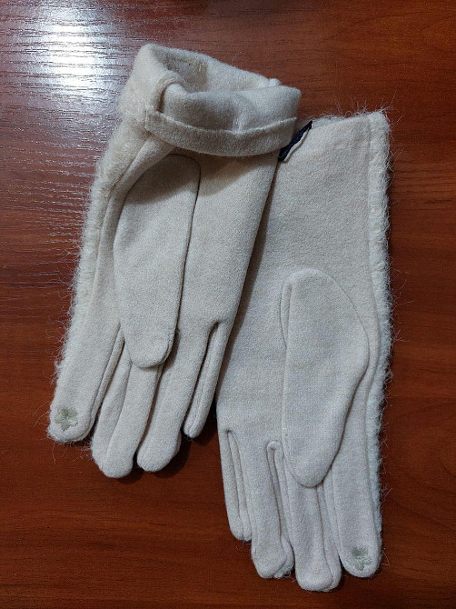 Рукавички сенсорні жіночі теплі one size бежевий Київ - фото 2