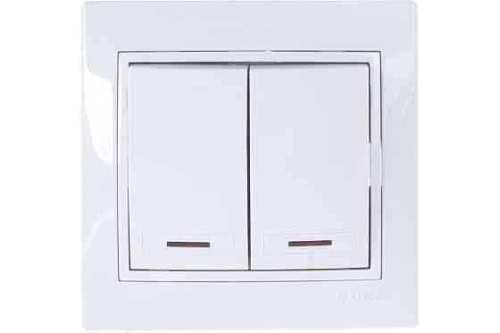 MIRA Выключатель двойной с подсветкой белый с белой вставкой Lezard Харьков