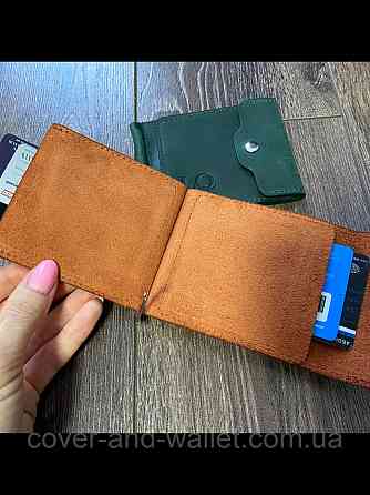 Коричневий шкіряний затиск для грошей ручної роботи LQ Leather Київ